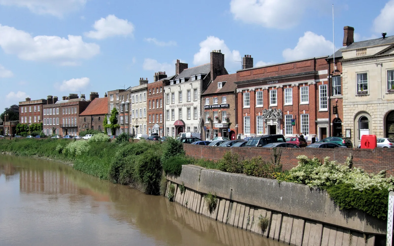 Georgian buildings along North Brink beside the River Nene in Wisbech
